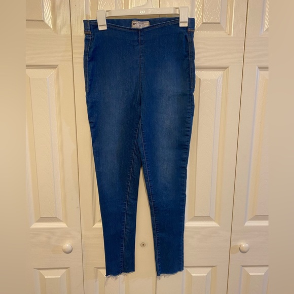 Free People SZ 27Skinny Slim Leg Denim Leggings Stretch Jeans Mid Rise Raw Hem - Picture 8 of 13